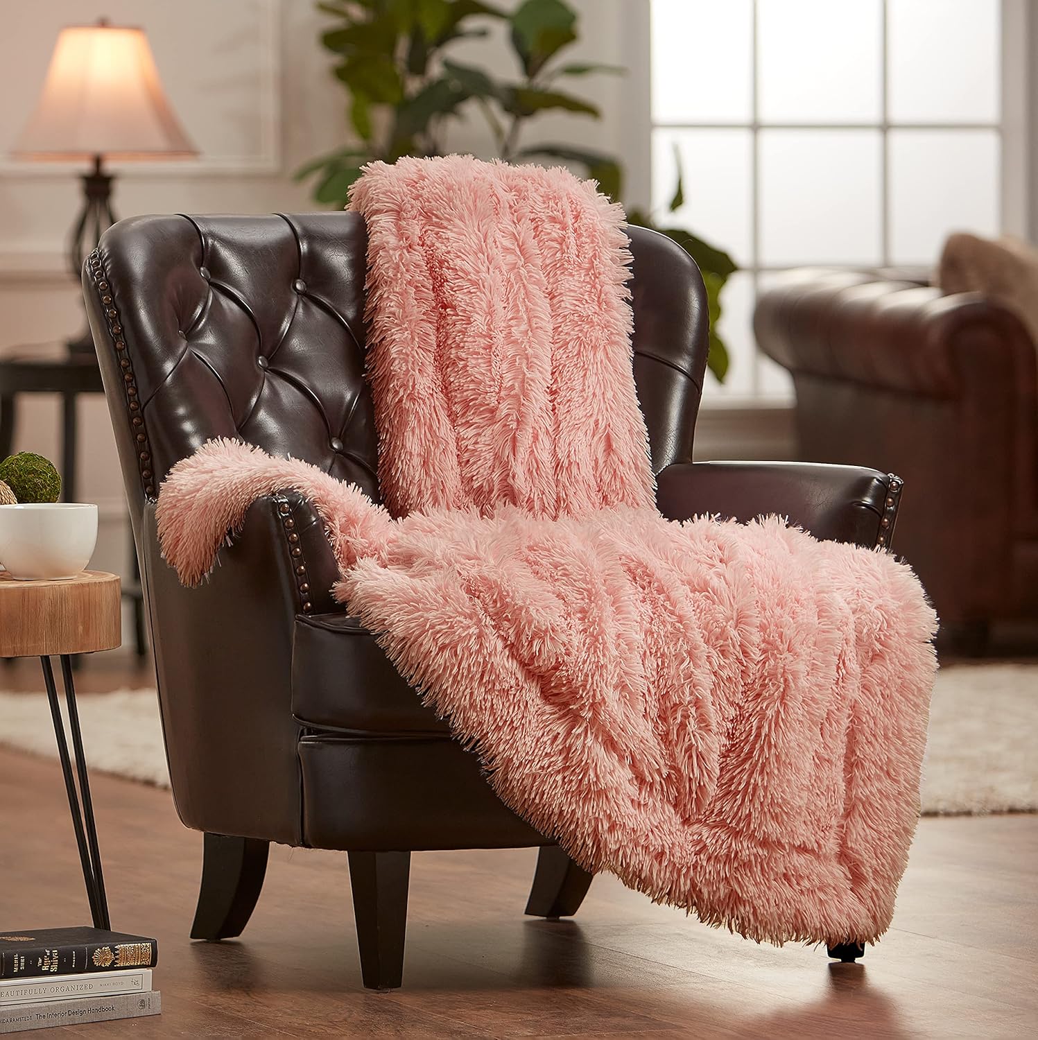 Chanasya Super Soft Fuzzy Shaggy Faux Fur Throw Blanket Chic Design Snuggly Plush
