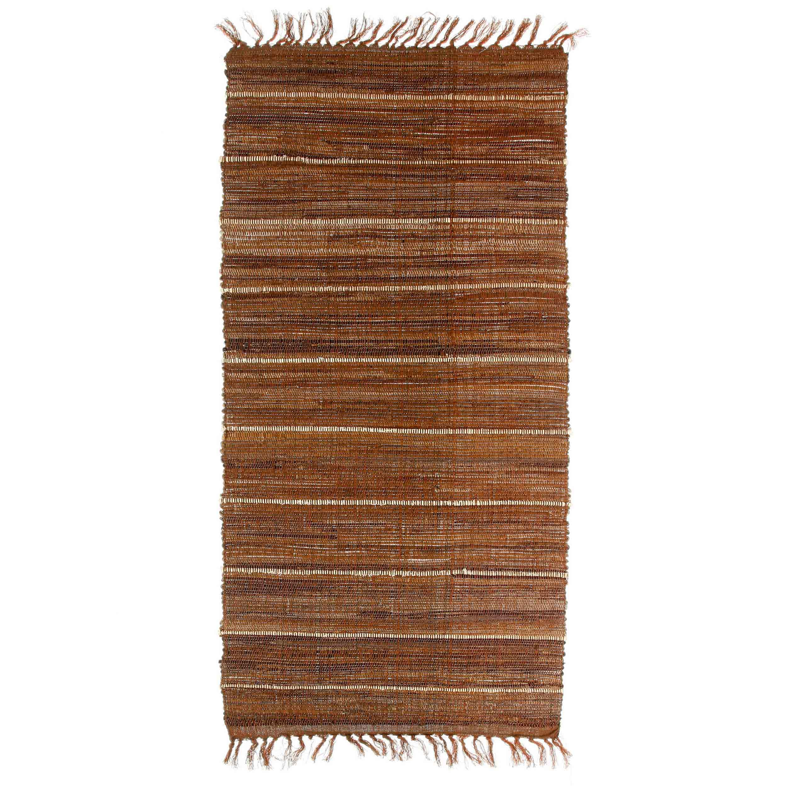 Tapis marron tissé main 50x100 résistant pour entrée en fibre de banane