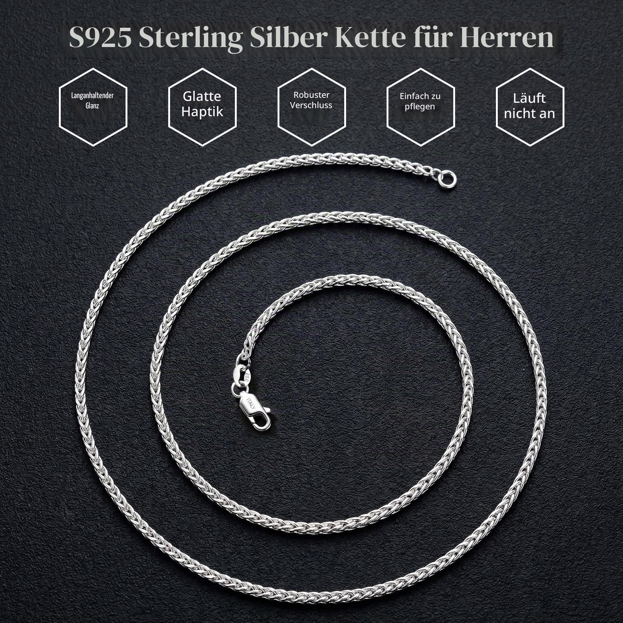 SLOONG Halskette Herren Silber 2mm Weizen/Venetian Halskette Kette Herren