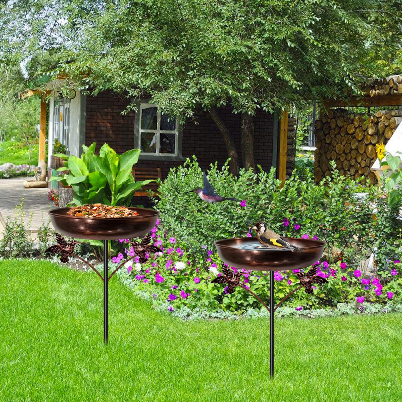 Abreuvoir Oiseaux Extérieur 81 cm, Mangeoire Oiseaux Extérieur sur Piedl pour Jardin, Station D’Alimentation pour Oiseaux Sauvages, Résistant Au Froid, Abreuvoir avec 5 Piques