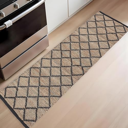 Vista 193 de REDEARTH · Alfombra redonda – Alfombra trenzada de yute natural de 6 pies – Alfombras de yute bohemio reversibles hechas a mano para dormitorio