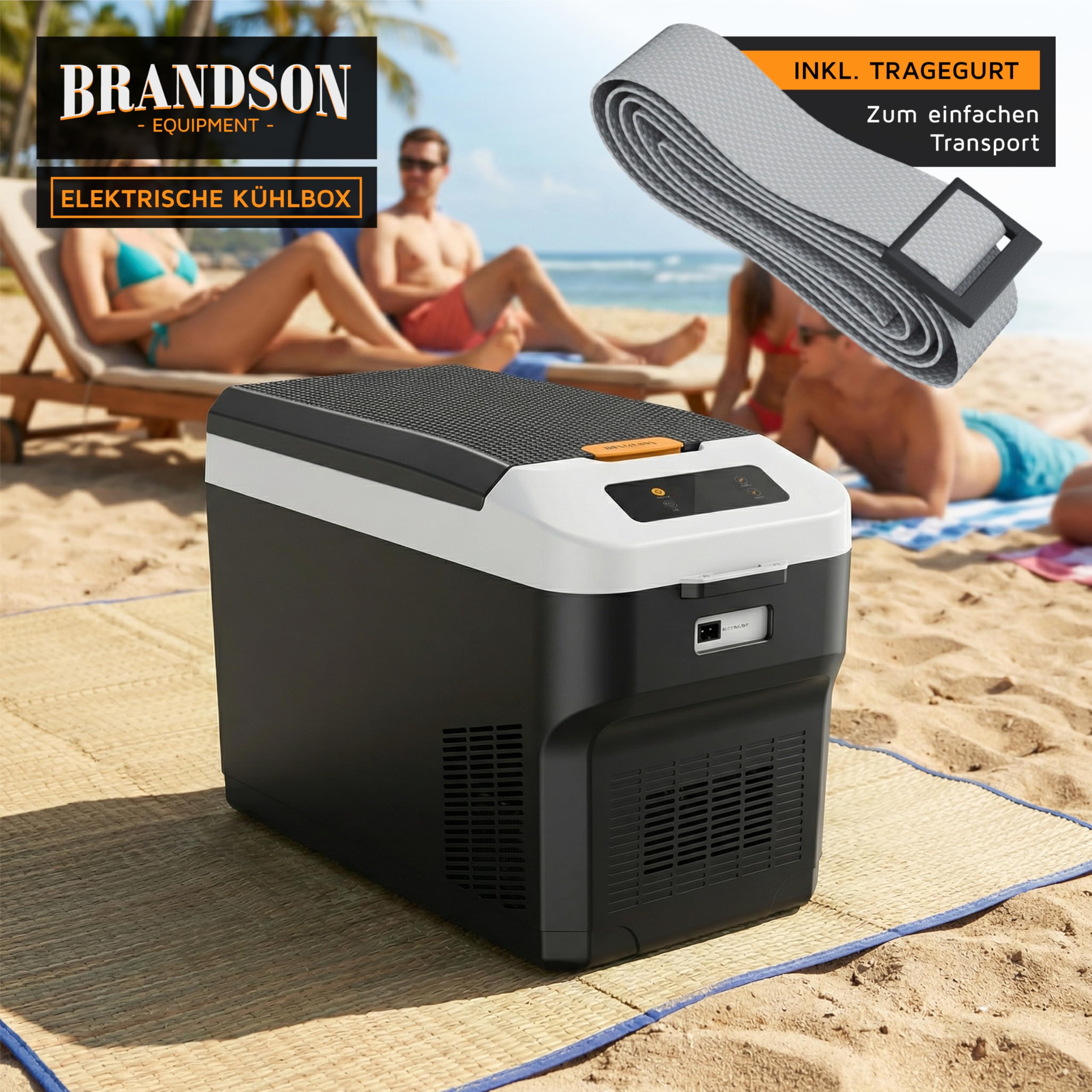 Brandson - Kühlbox elektrisch mit Kompressor - XXL 27 Liter – 12v 230v - zwei Fächer – starke Kühlleistung – zwei Betriebsmodi – Gefrierbox Gefriertruhe mit ECO-Modus – für LKW Auto Camping Boot