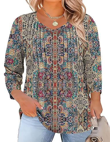 Romanstii Plus Size Tops for Women Womens 2026 Summer 3/4