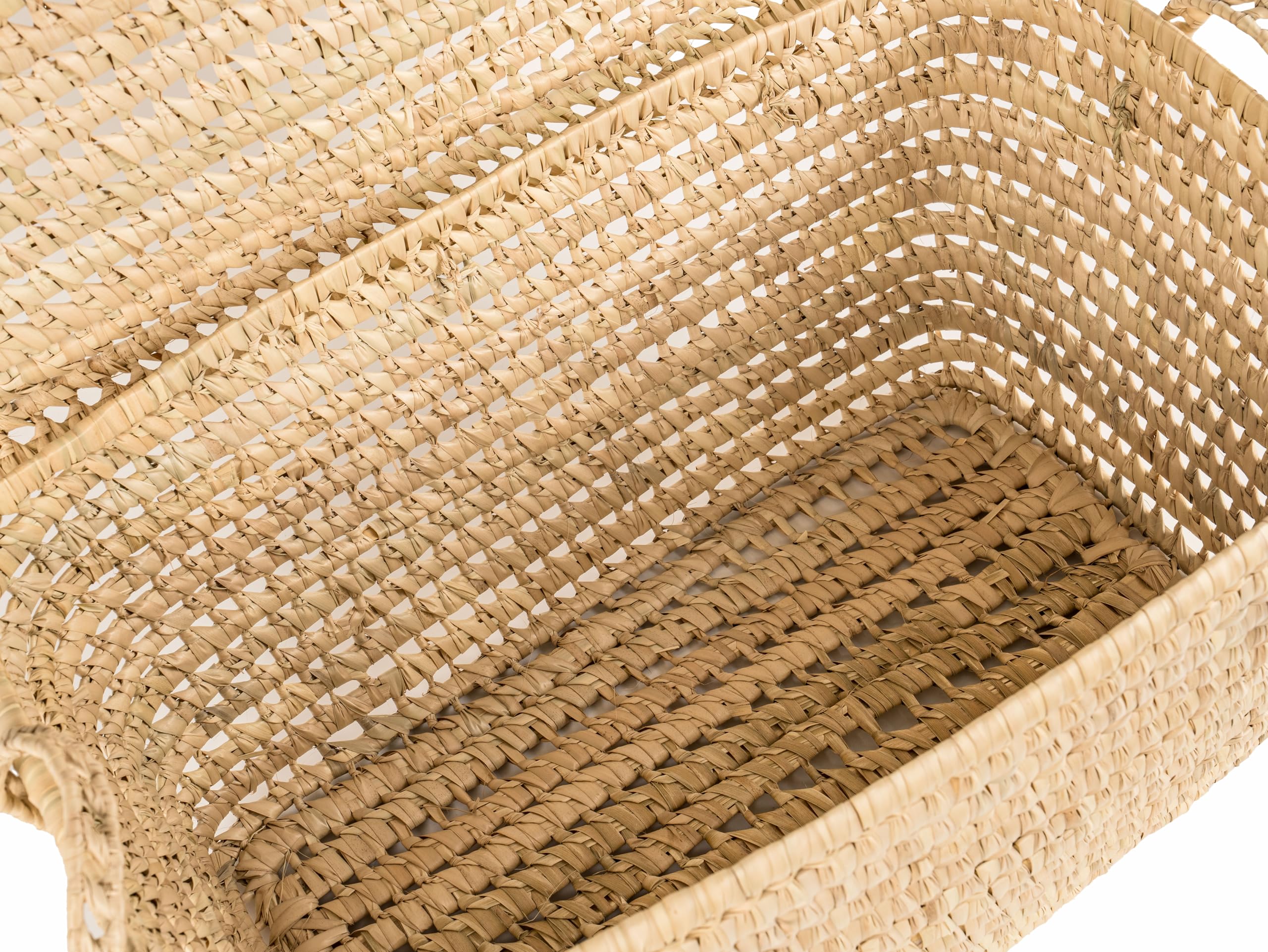 Cesta de Almacenamiento de Hoja de Palma Natural, 60 cm, Organizador Tejido, Baúl de almacenaje para Juguetes, Cofre de Mimbre