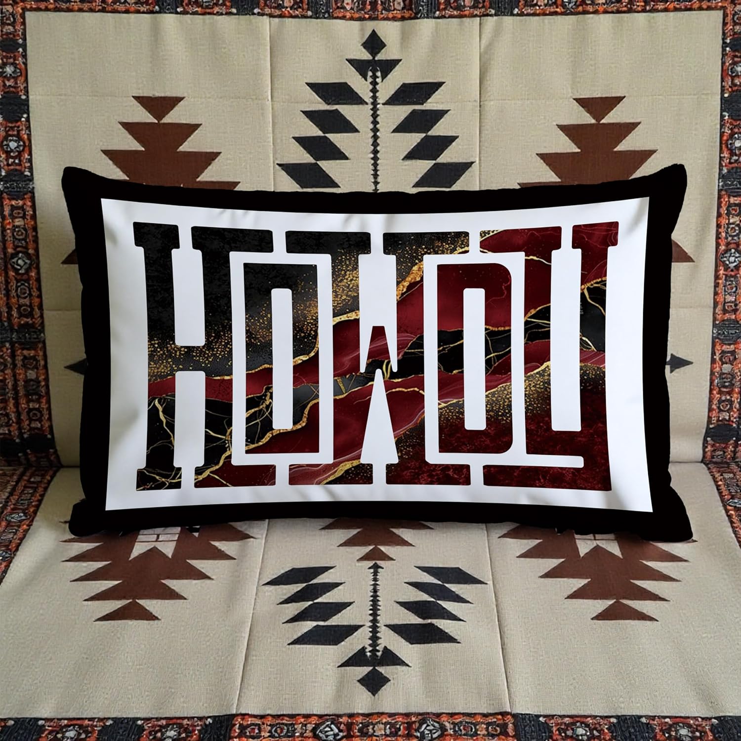 Abstract Red and Gold Marble Western Pillow Covers 12x20, Western Gifts for Women, Boho Howdy Southwestern Decorative Lumbar Pillow Covers for Bedroom Living Room Home Office - Image 5