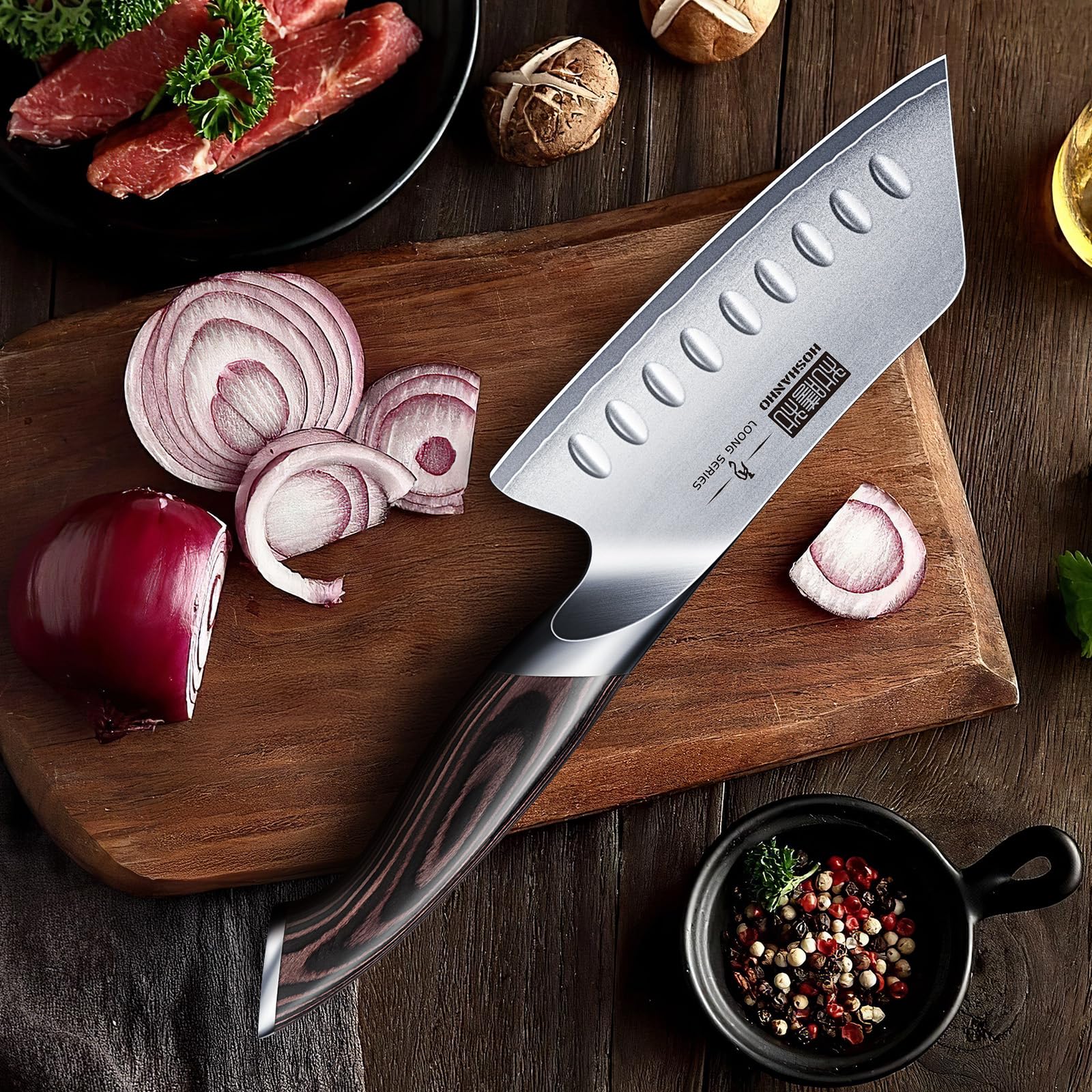 HOSHANHO 5 Inch Japanese Chef Knife, Ultra Sharp Kitchen Santoku Knives — Amazon image 7