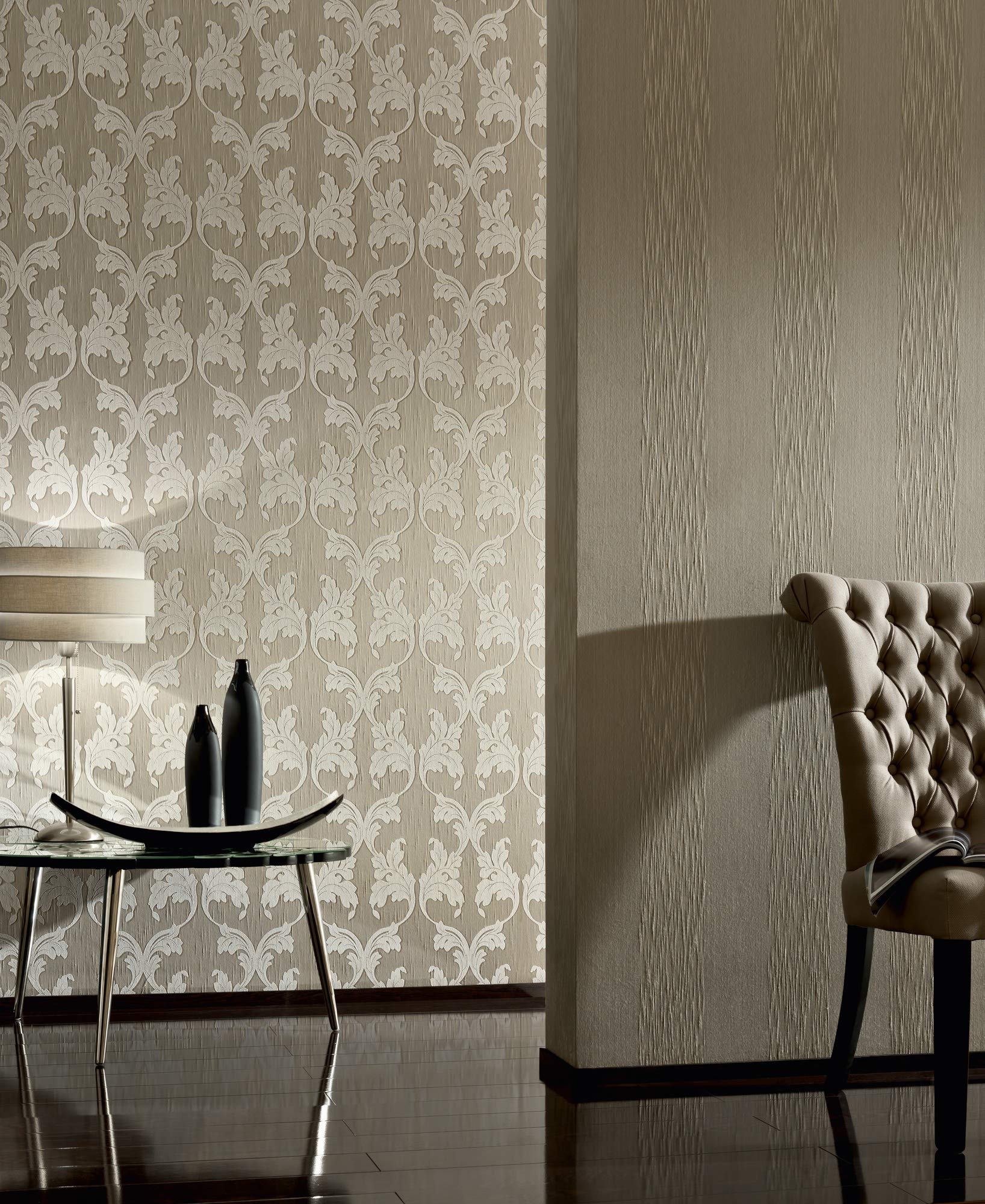 A.S. Création Architects Paper Textiltapete Tessuto Tapete mit Blockstreifen 10,05 m x 0,53 m beige Made in Germany 956606 95660-6