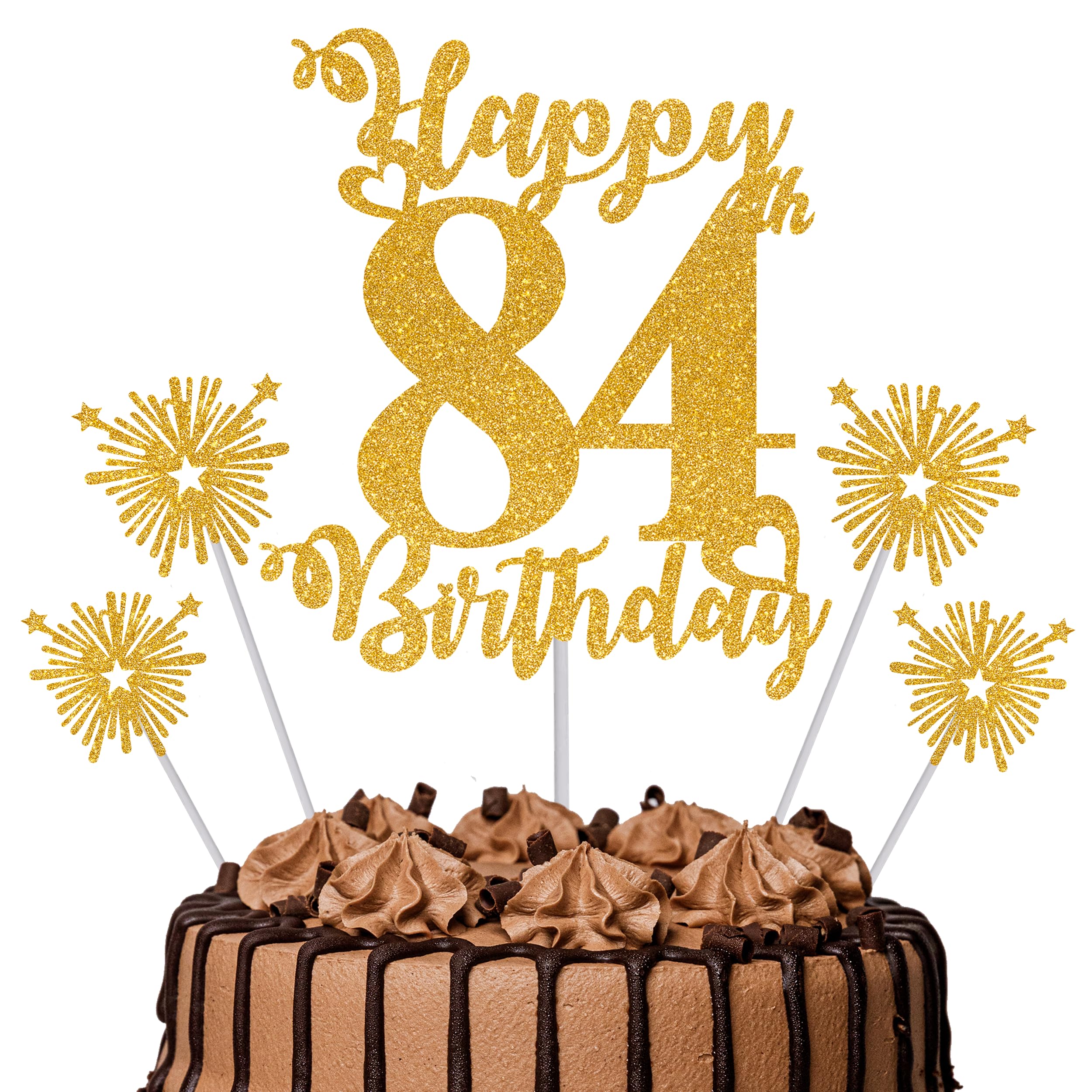 Gold Glitter 96th Birthday Cake Topper Set – 5 Piece Premium Glitter Birthday Decoration & Party Supplies for Men, Women & Kids – 96th Birthday — view 19