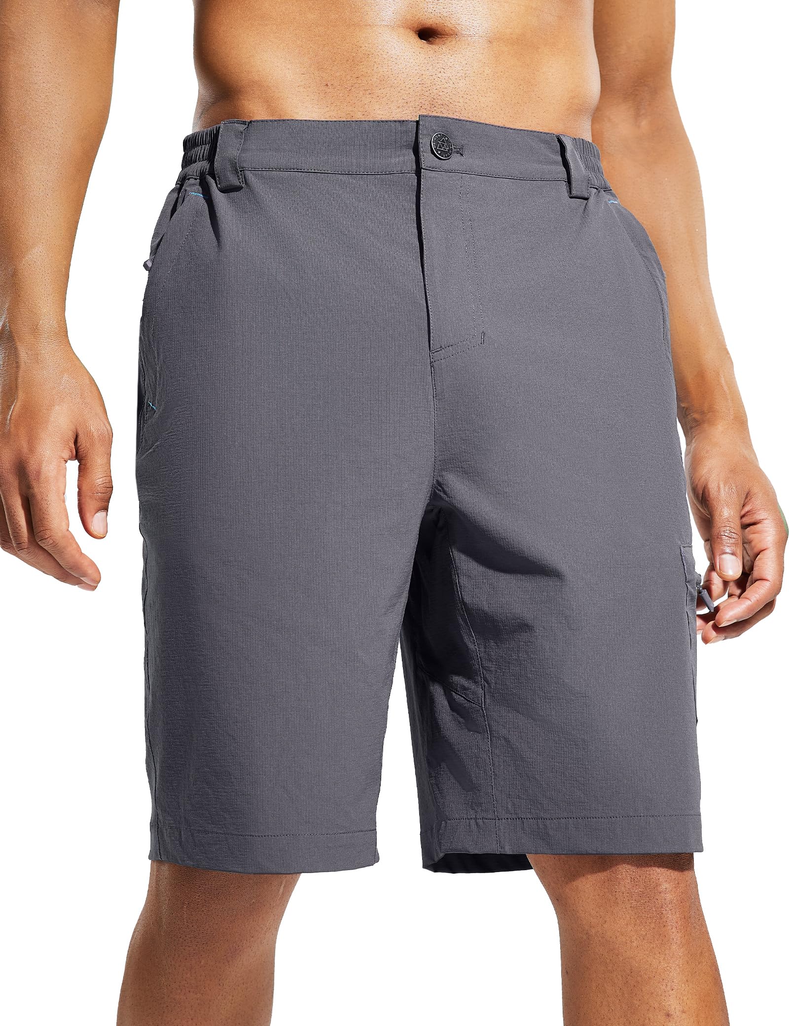 (Size M) Haimont Mens 10" Hiking Cargo Shorts with Zipper Pockets Water Resistant Quick Dry Nylon Camping Climbing Travel