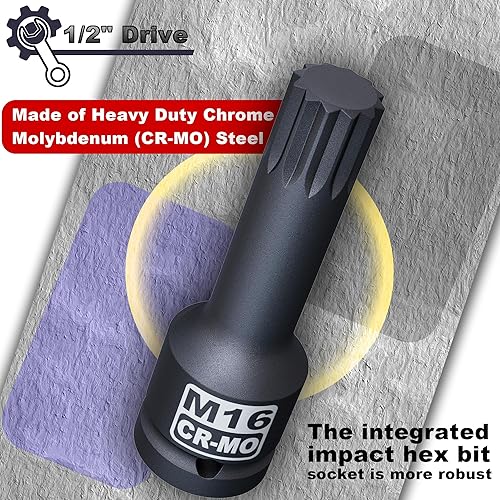 Miniatura 4 de Juego de llaves de vaso de 12" Drive Master Impact XZN, 10 piezas M5 - M18, acero Cr-Mo, estuche de almacenamiento resistente