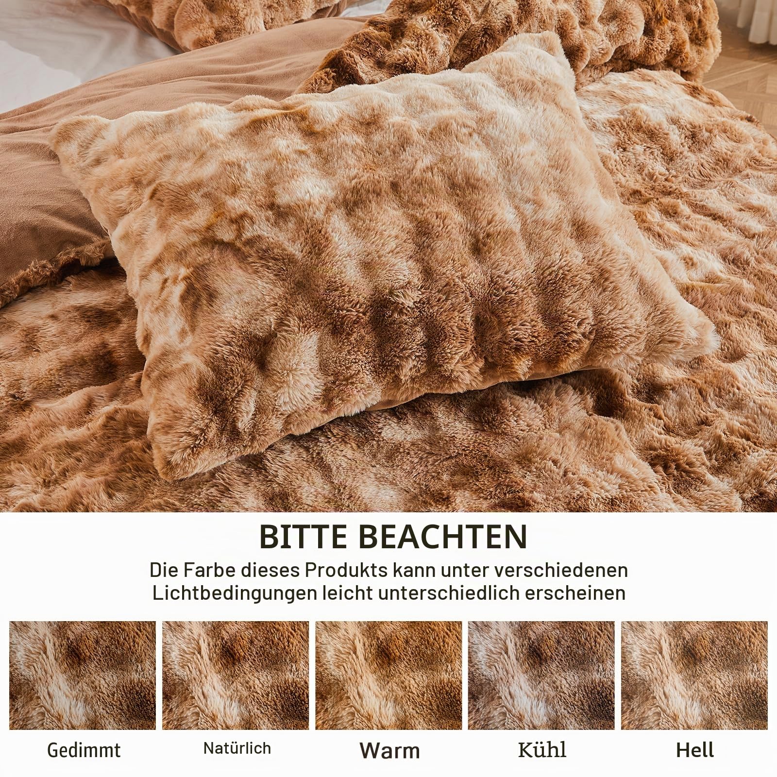 EMME Bubble Plüsch Bettwäsche 135x200,Tie Dye Graubraun