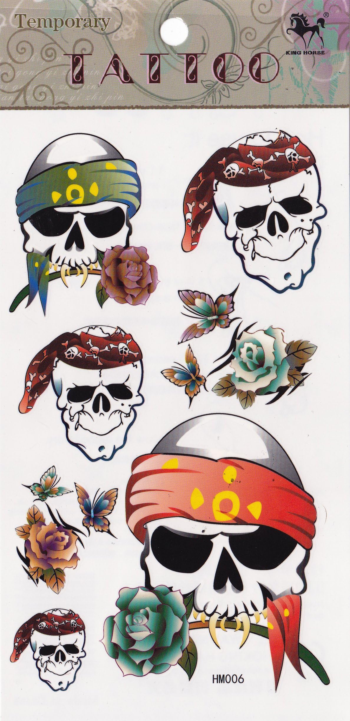 C&D Visionary Temporary Tattoo Skulls and Roses Tattoo