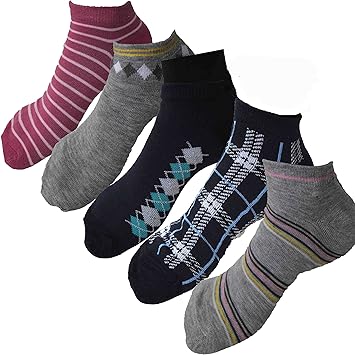 Amazon Co Jp カラフル レディース スニーカー ソックス 靴下 カジュアル 22cm 24cm 5足組 セット シンプル カラー 色 爽やか スポーツソックス 小さい サイズ 服 ファッション小物