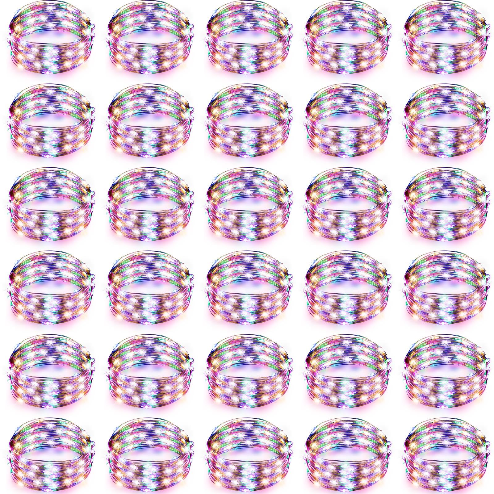 Tuanse 50-Pack 7Ft 20 LED Rainbow Fairy Lights