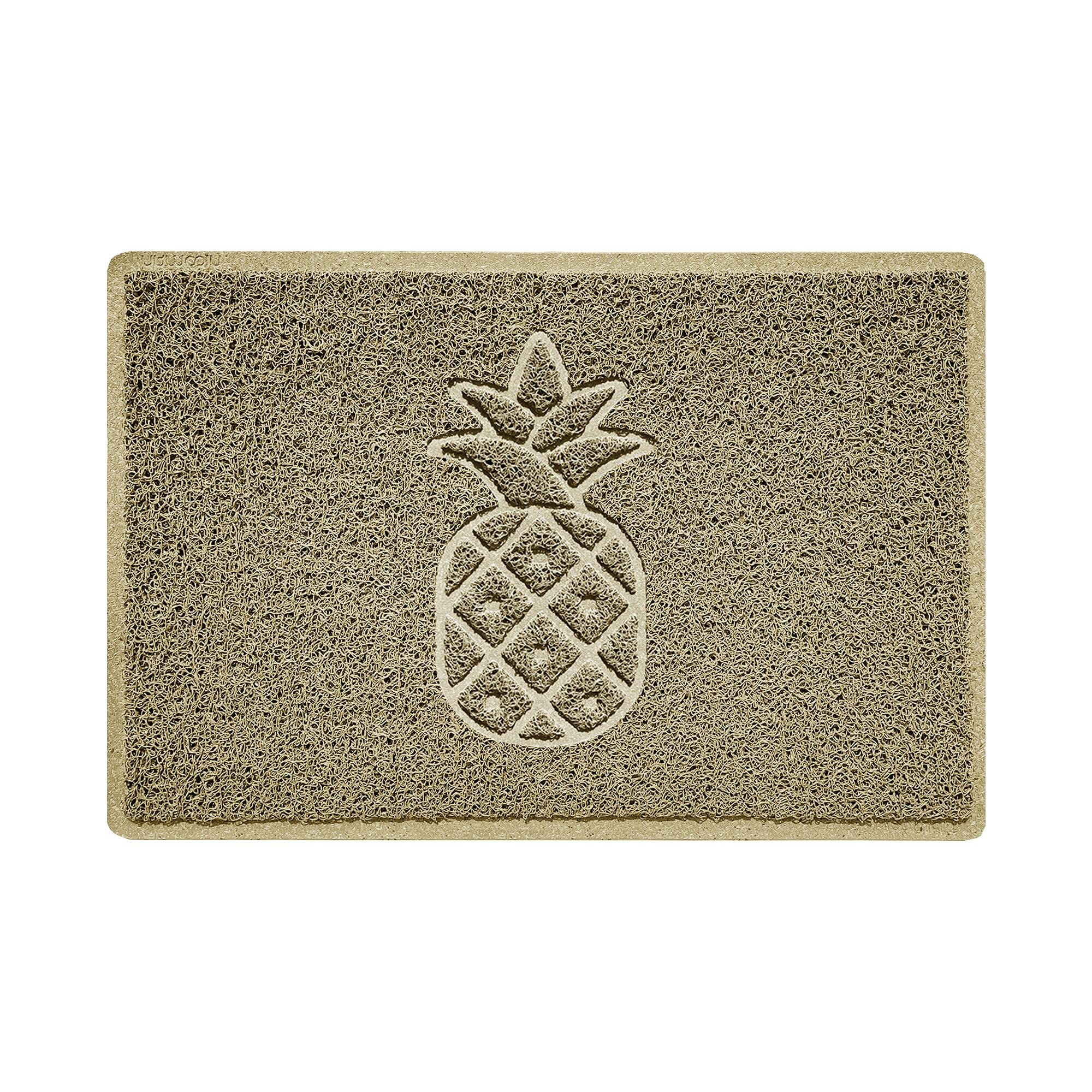 Nicoman Pineapple Embossed Shape Door Mat Dirt-Trapper Jet-Washable Doormat-(Use Indoor or Sheltered Outdoor)- (60x40cm/23.6x15.7inches, Small) Beige
