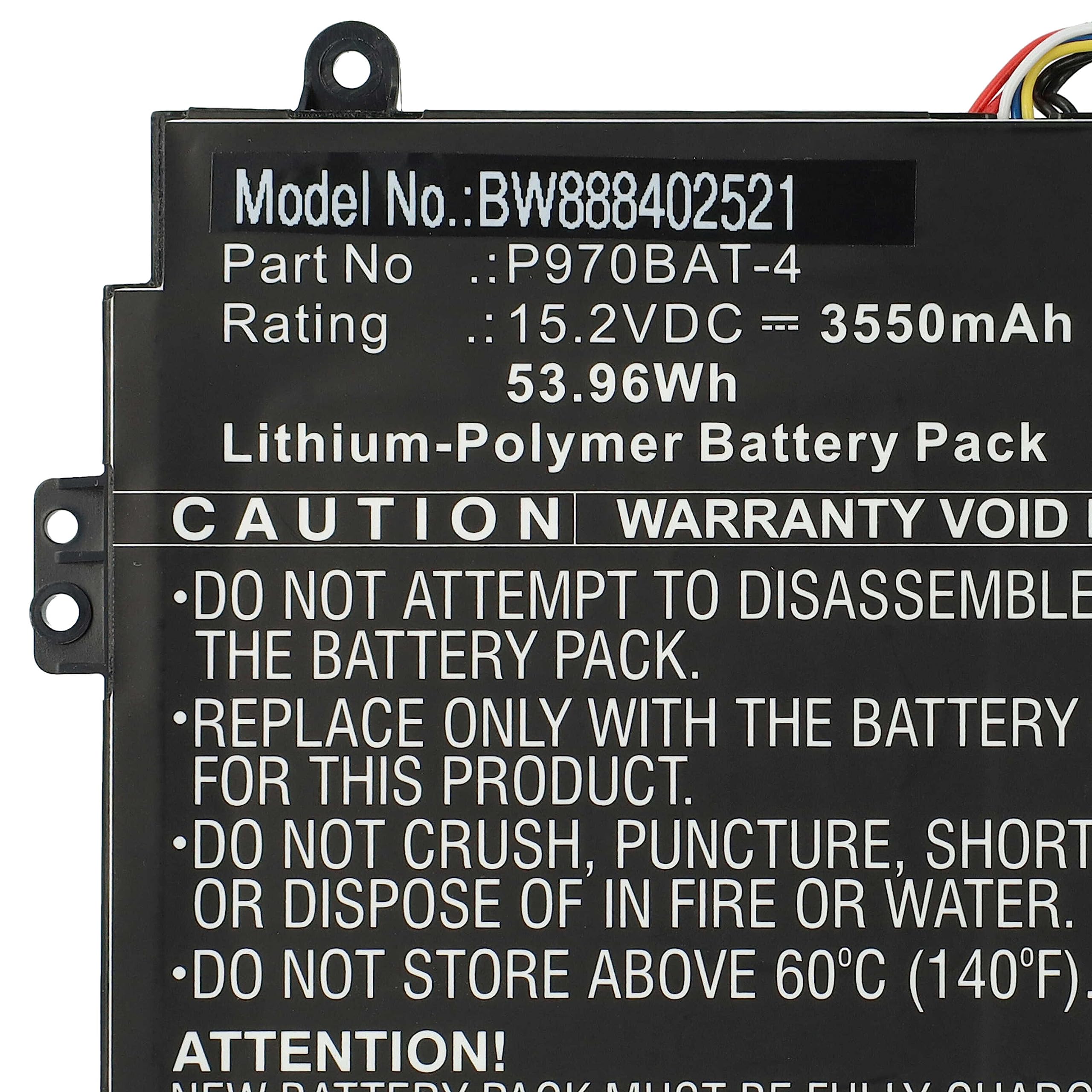 vhbw Batería reemplaza Mifcom P970BAT-4 para Notebook (3550 mAh, 15,2 V, Li-Poli)