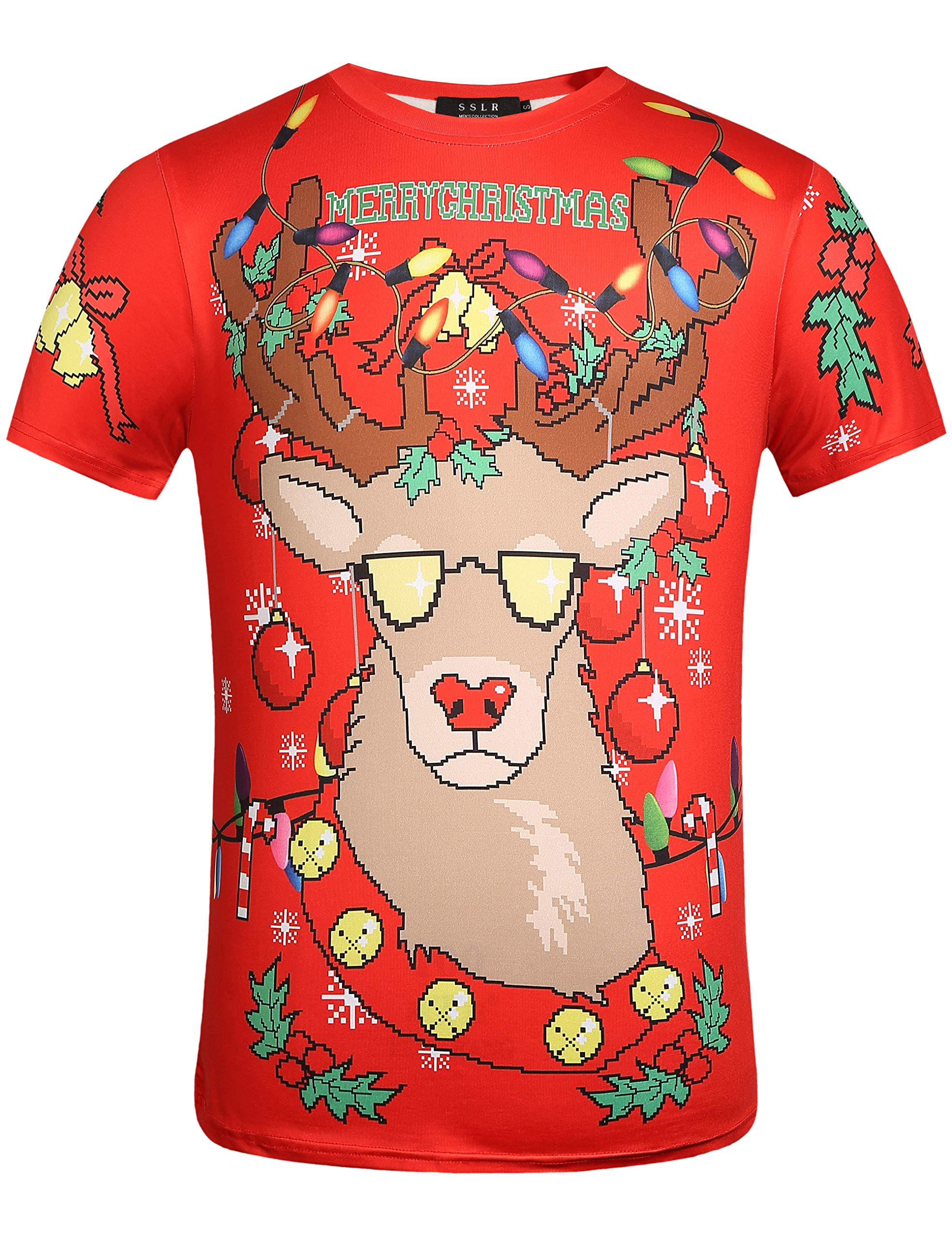 SSLR-Mens-Christmas-Shirt-Funny Xmas Holiday Ugly Tee Shirt Crewneck Lightweight Causal