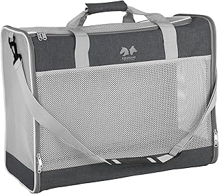 EQUICANI® Hundetasche 55x40x23 cm Flugzeug Faltbare leichte Tragetasche mit Netzstoff, Tragegurt und abnehmbaren Boden für Hund & Katze | Haustier Hundetragetasche für Reisen, Auto, Fliegen (Grau)