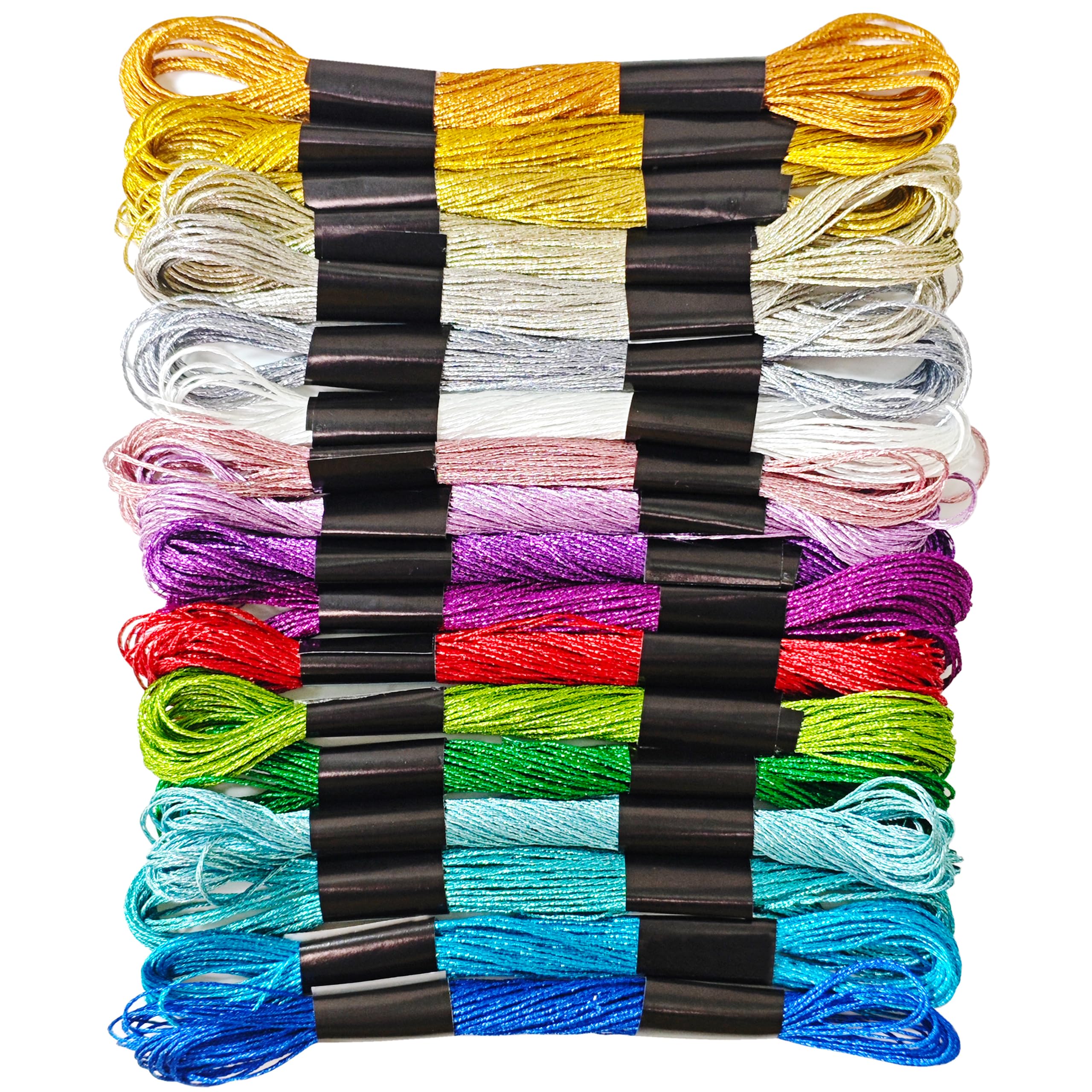 18 Skeins Metallic Embroidery Thread, Cross Stitch Thread（8 m 12 Strands）