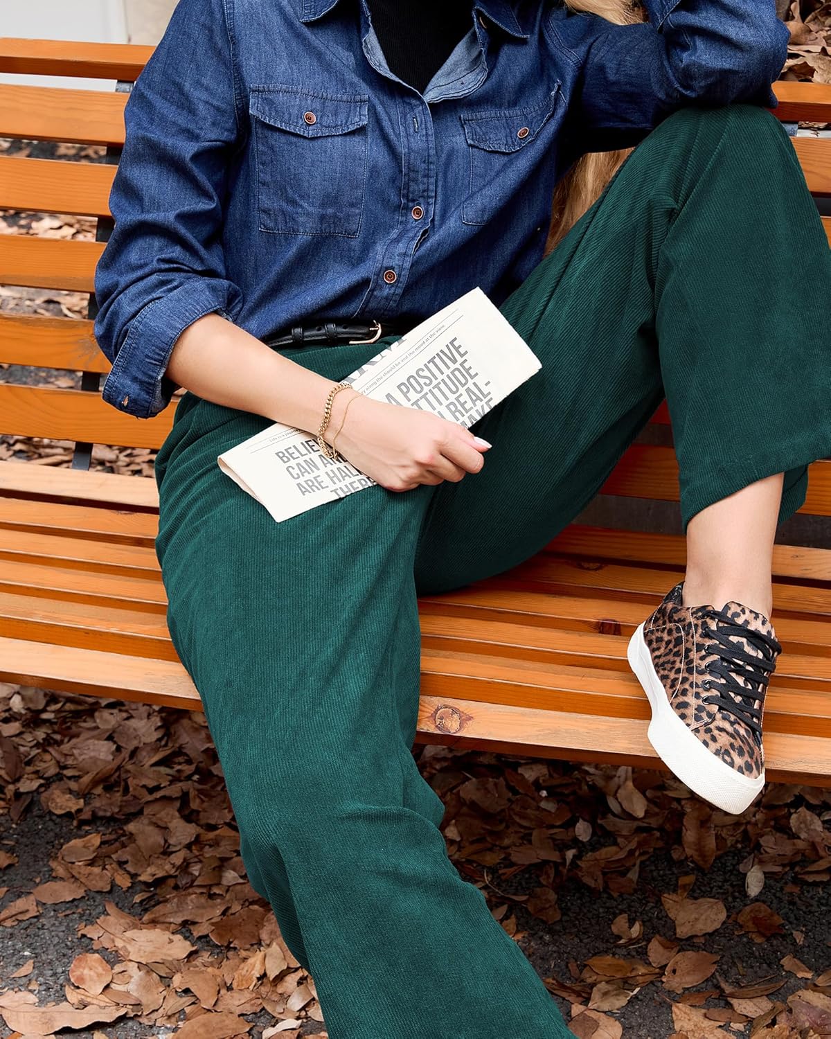 GRAPENT Corduroy Wide Leg Pants Woman High Waisted Fall Business Casual Elastic Waist Loose Trendy Trousers with Pockets - Image 4