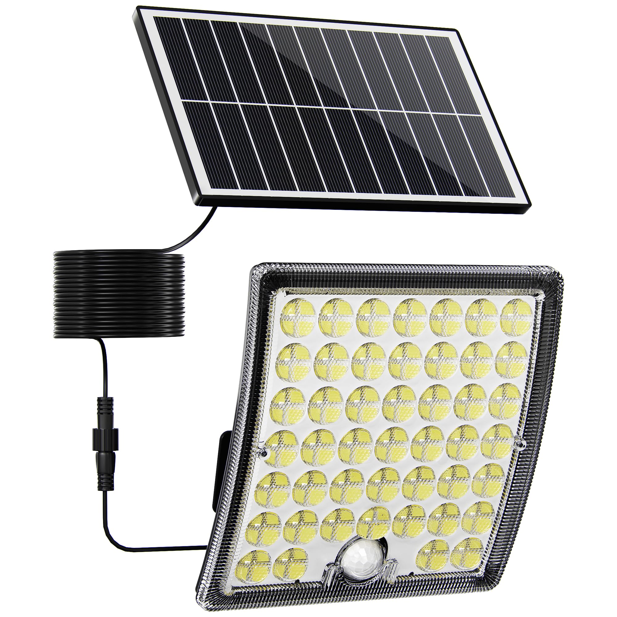 RIXGLEAM Solarlampen für Außen mit Bewegungsmelder, Solar Lampe Outdoor mit linsenfokussierte LED, 3 Modi LED Solarleuchten für Aussen, 5m Kabel, Monokristallines Solarpanel, IP65 wasserdicht, 1 Stück