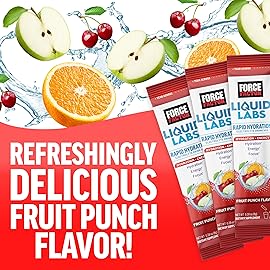 Force Factor Liquid Labs Energy Drink, Electrolytes Powder, Hydration Packets to Boost Energy & Focus, 5 Essential Electrolytes, Vitamins, Minerals, & Antioxidants, Fruit Punch Flavor, 20 Stick Packs