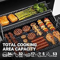 Vista 4 de Royal Gourmet CC1830S BBQ Charcoal Grill and Offset Smoker 823 Square Inch cooking surface, Outdoor for Camping Black