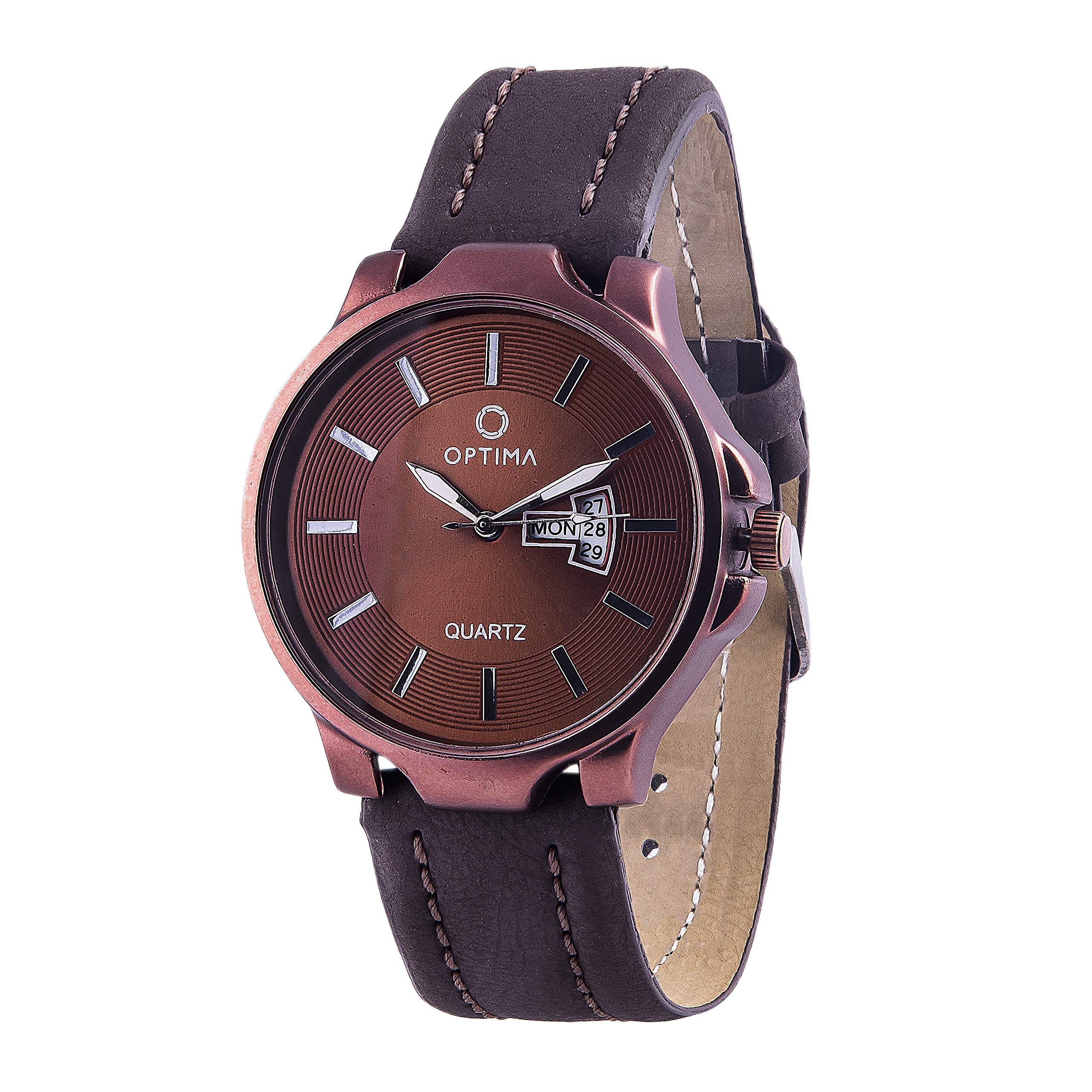 OPTIMA Fashion Track Watch Mens Fashion Water Resistant Sports Slim Analogue Quartz Stainless Steel Leather Watches Men Bracelet (Brown) (B0819TQ7QS) Amazon Price History, Amazon Price Tracker