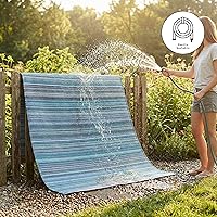 Vista 8 de Fab Habitat - Tapete de plástico reciclado para exteriores, impermeable, resistente a la decoloración y a las arrugas, a rayas, para patio, terraza