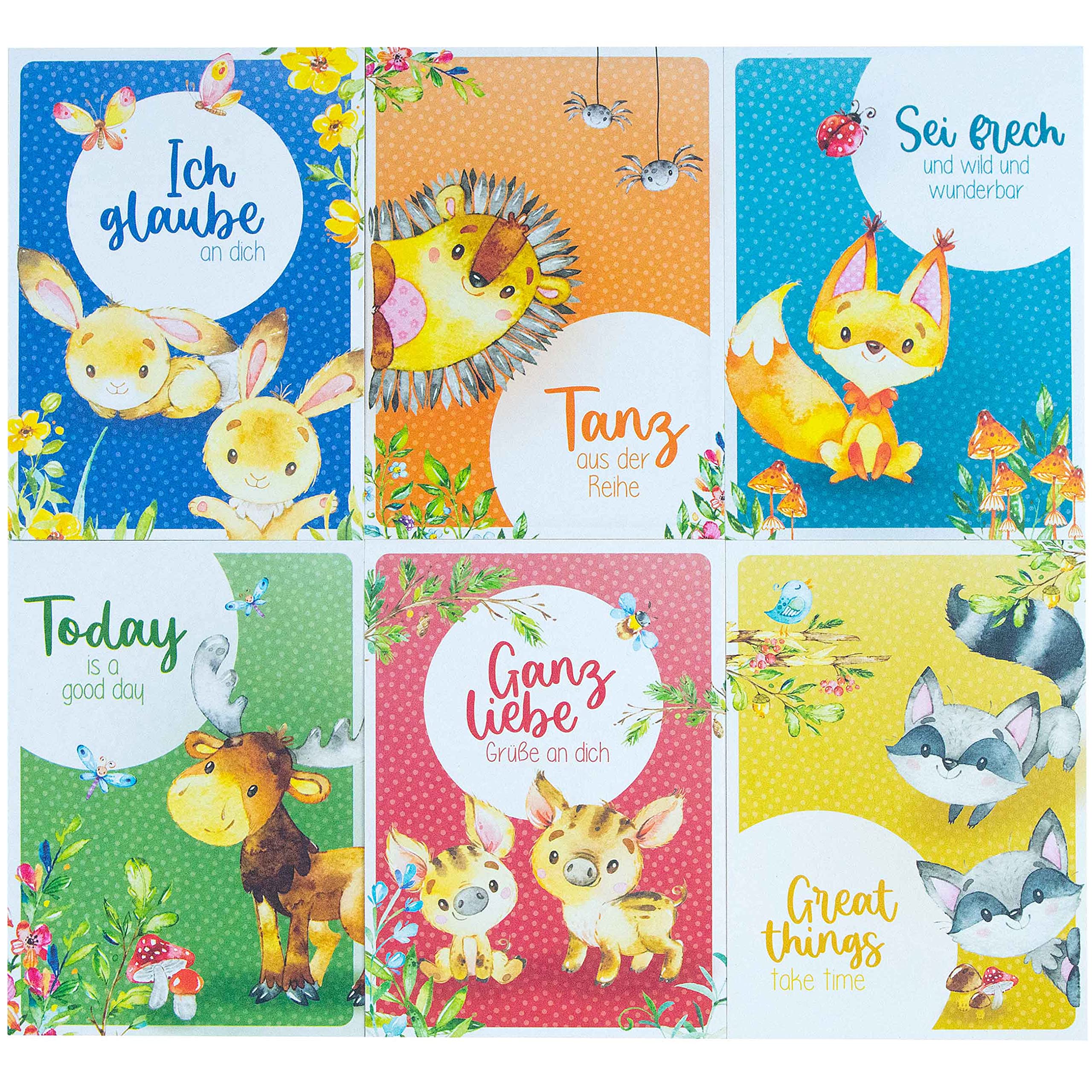 Postcards Set - Forest Animals - Set of 13, Waldtiere, a6