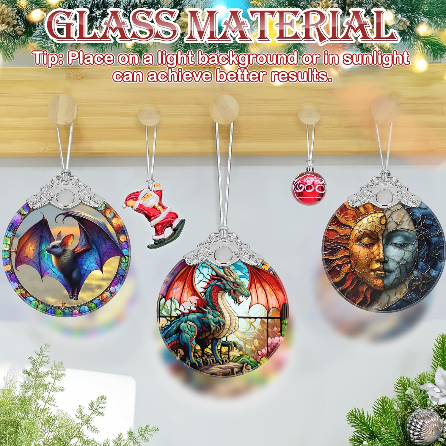 Christmas Ornament, 2025 Ornaments for Christmas Tree, Stained Glass Hanging Ornament, Holiday Ornaments, Unique Gift Idea - Flying Dragon - Image 4