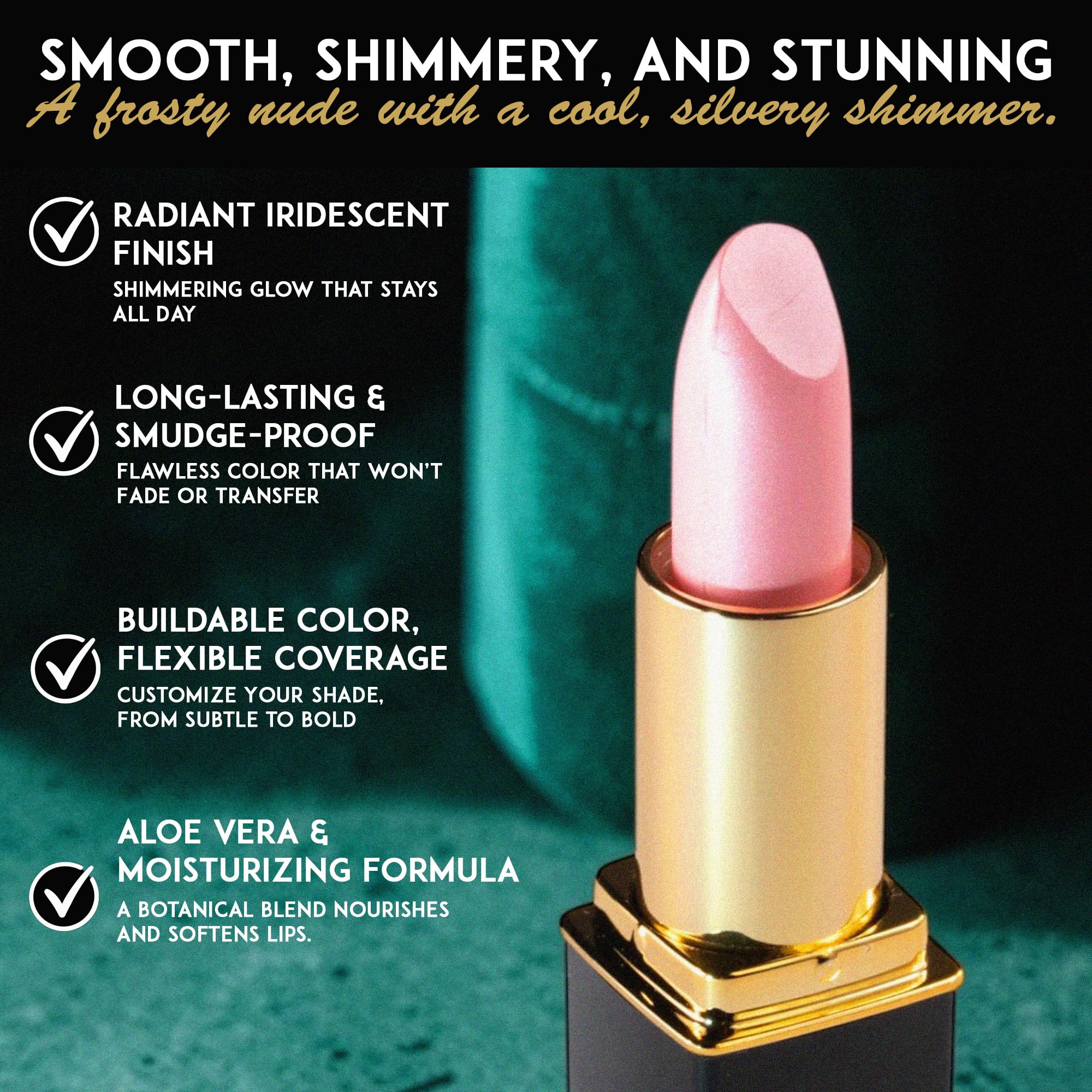L'Paige L44 - Lápiz labial Shimmery Ice Designer, totalmente natural, AloeVera, hidratante de larga duración