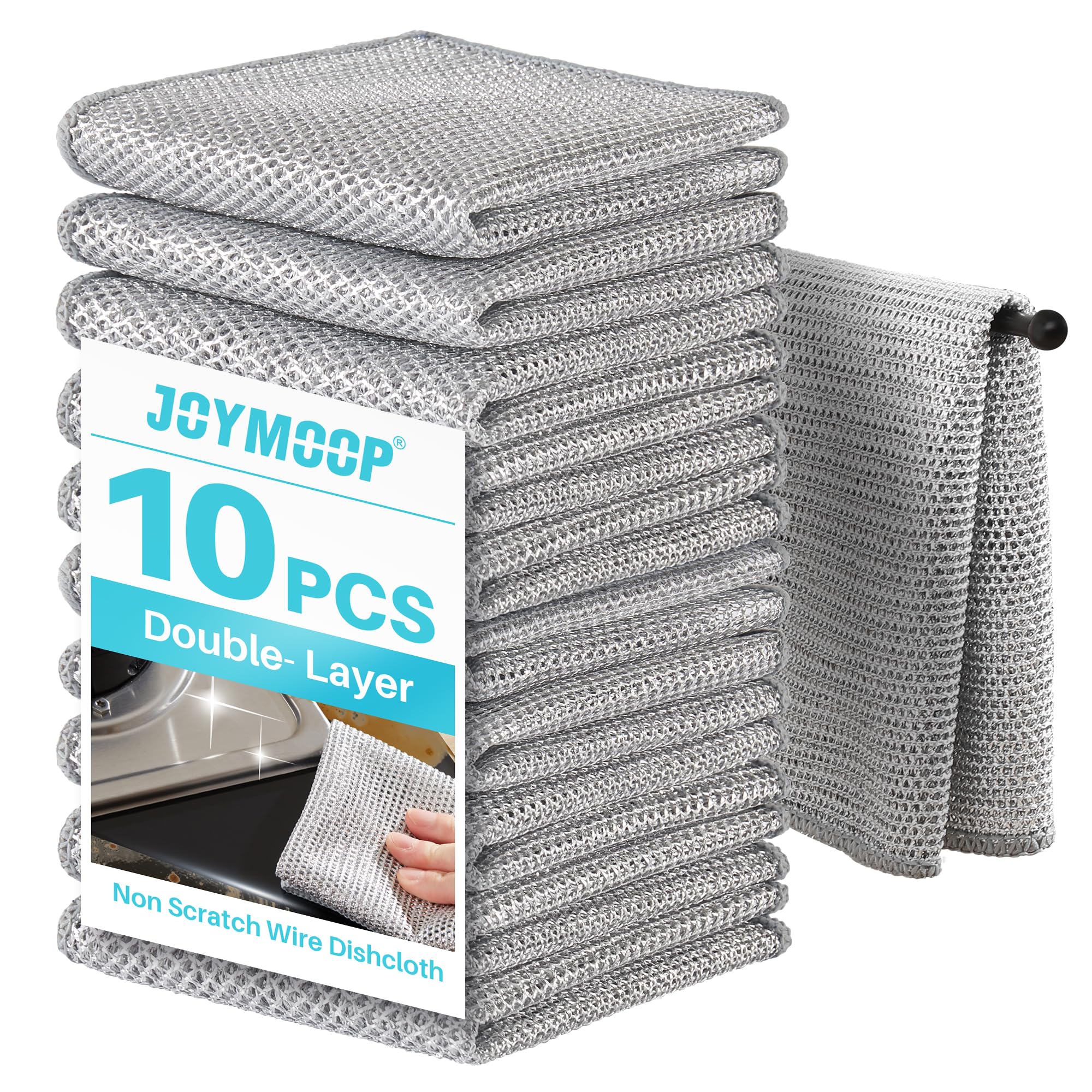 JOYMOOP NonScratch Wire Dishcloths, 10 PCS, Multipurpose Use, 11.8" x 11.8"
