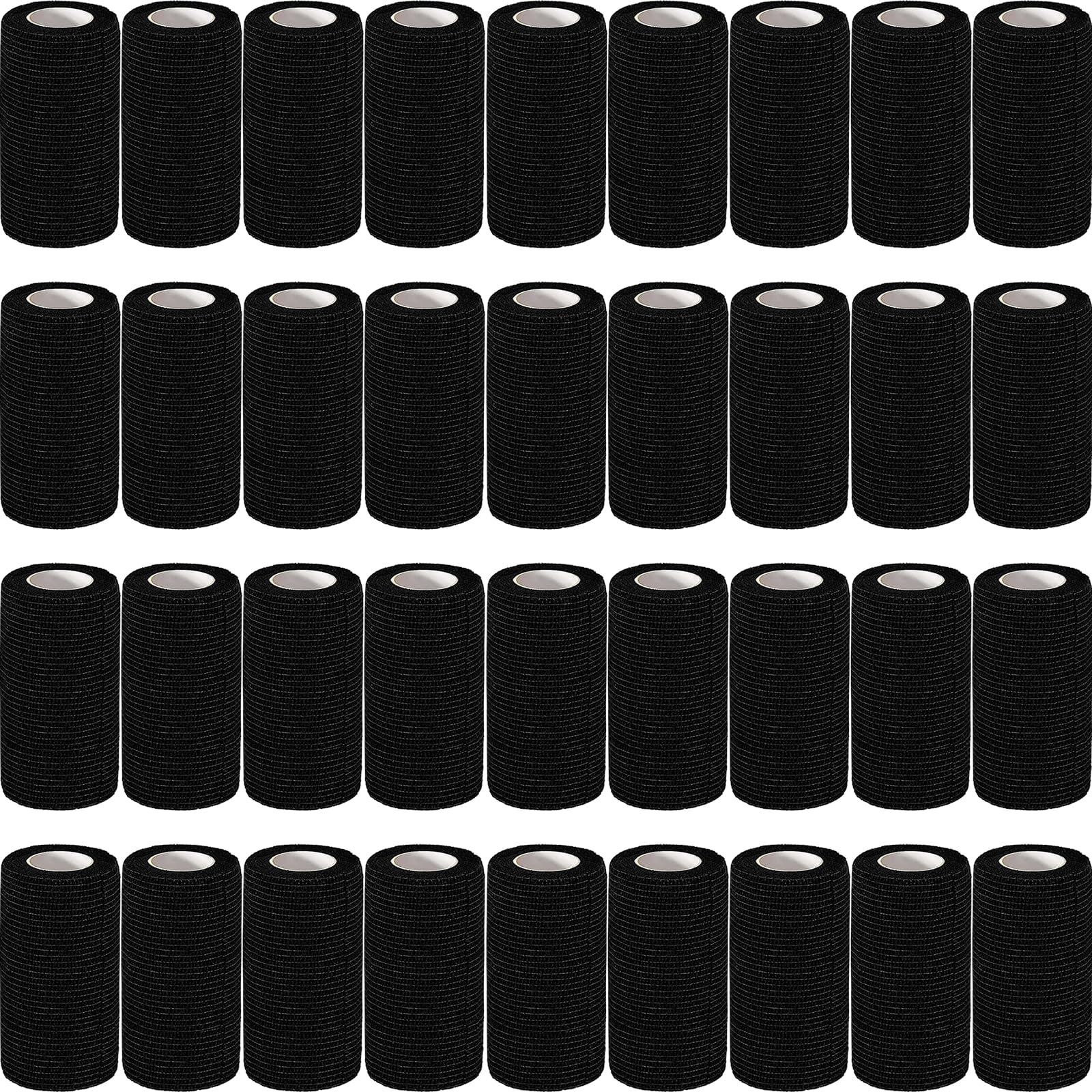 AZEN 36 Pack Self Adhesive Bandage Wrap, 4" X 5 Yards Elastic Cohesive Bandage Wrap, Black Athletic Tape, Tattoo Grip Tape Wrap, Vet Wrap, Ankle Tape