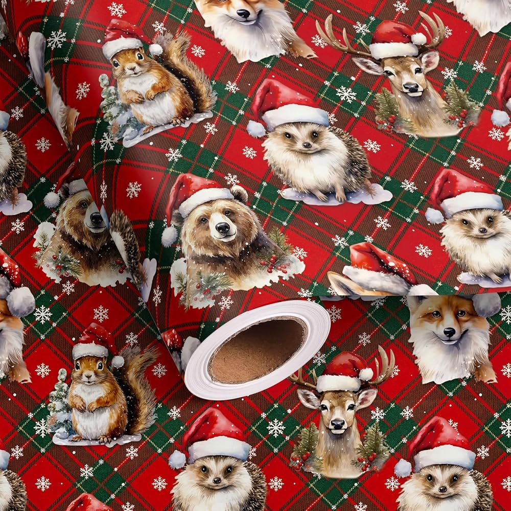 Woodland Animal Christmas Wrapping Paper Roll
