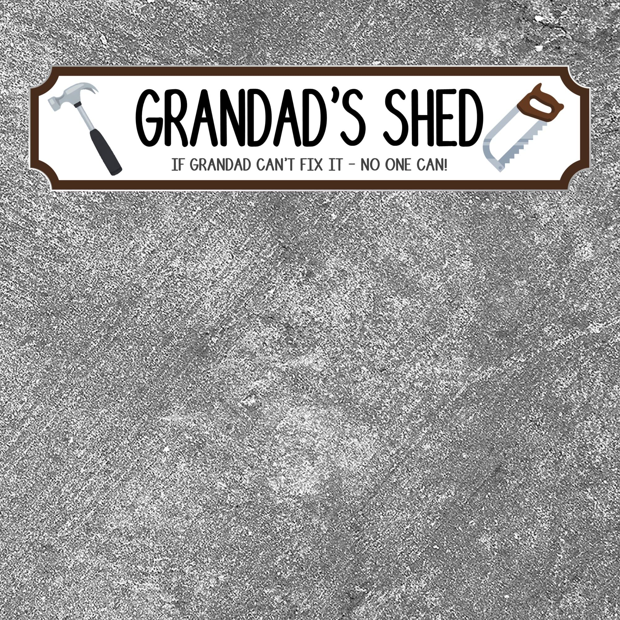 Grandad's Shed Personalised MDF Wood or Acrylic Street Sign Plaque - Custom Gift for Grandads, DIY Enthusiasts, Shed, Garage, Workshop Decor (Acrylic - Indoor & Outdoor use, Large 440mm x 90mm)