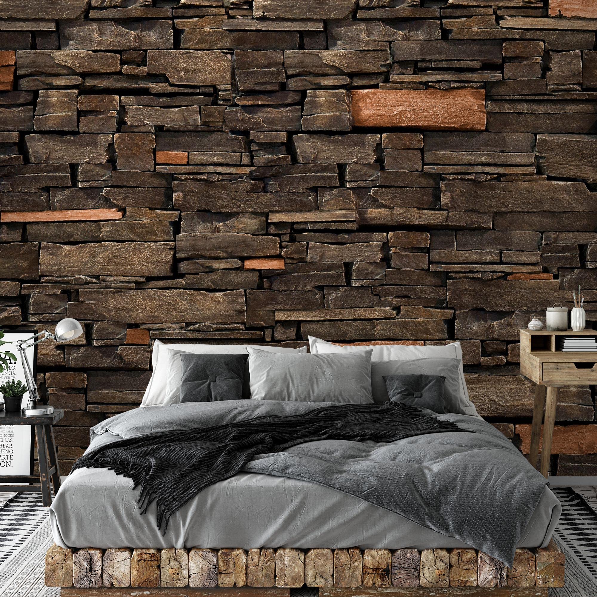 Runa Art Papier Peint Intissé Steinwand Effet 3D 352 X 250 Cm