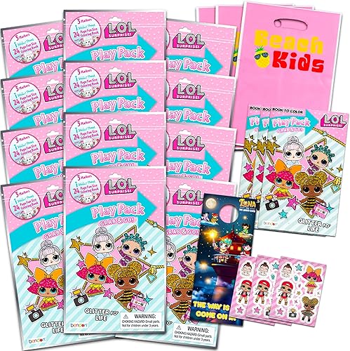 Miniatura 1 de Dolls LOL - Paquete de 12 paquetes de regalos de fiesta de libros para colorear de LOL Grab n Go Play llenos de calcomanías y mini libros para
