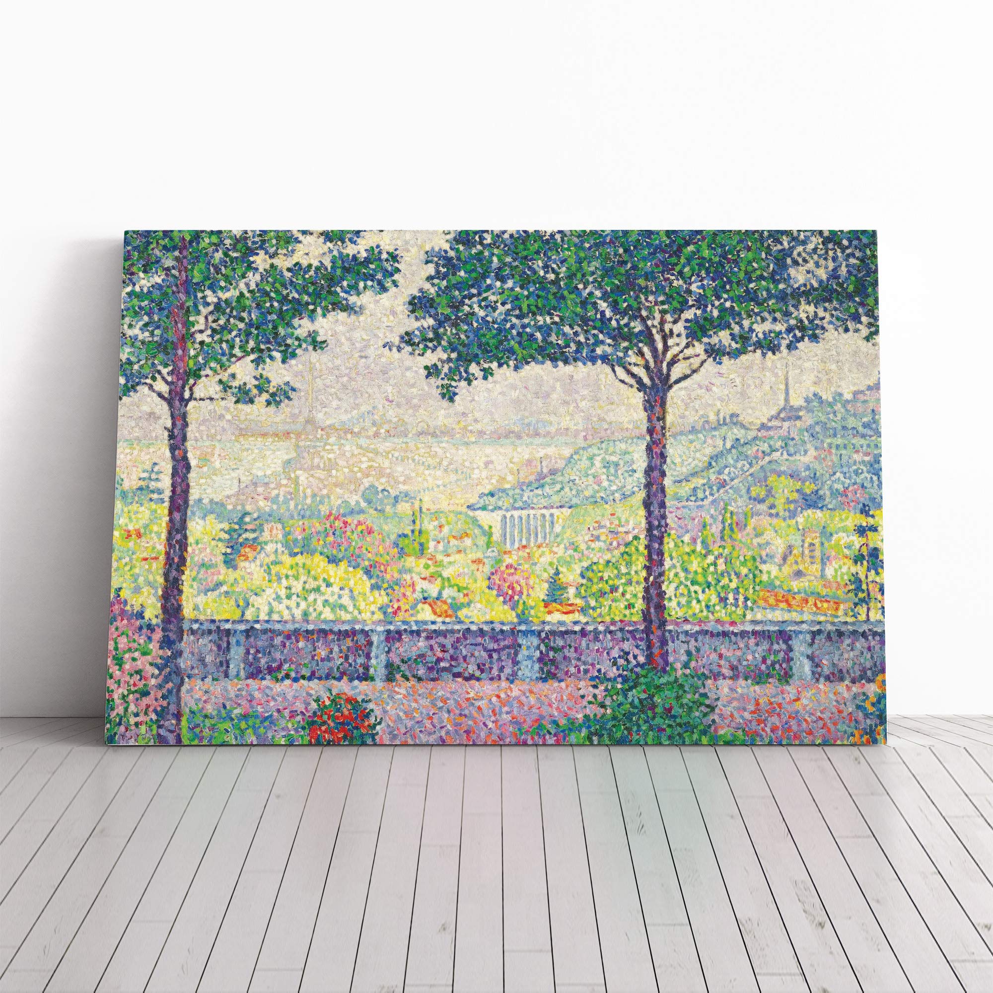 Paul Signac Terrace of Meudon Canvas Print | Gallery Wrapped 30mm Frame Wall Art | 24x16 inches | Ready to Hang | Modern Picture | Living Room Bedroom Lounge Office