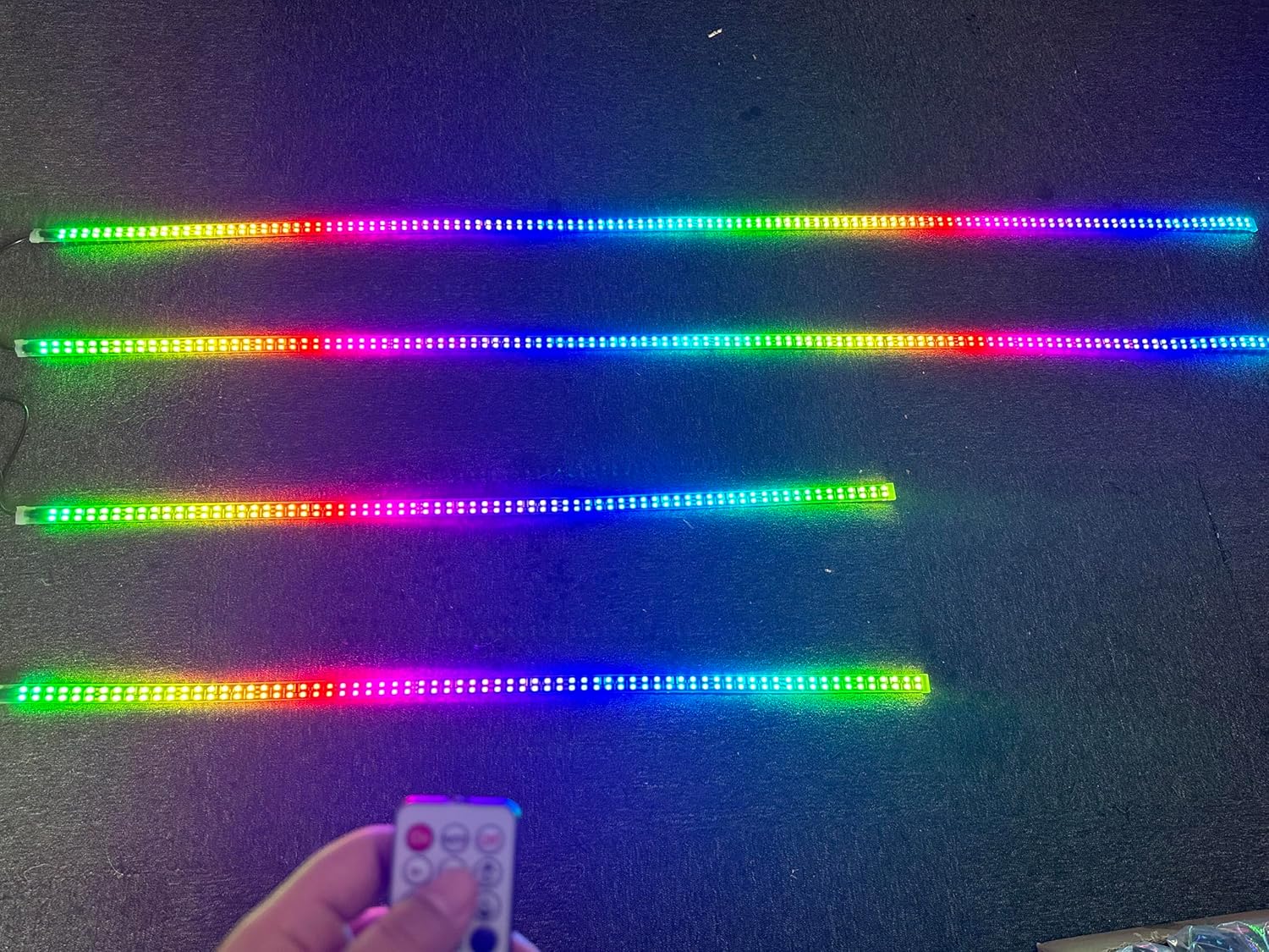 Sando Tech Dream Chase Color Double Row Million Colors Shift 2PCS 4Ft+2PCS 6.5Ft Underglow Strip Light Music Flows Bluetooth/Remote Ctrl Hood Grill Lights for Polaris Slingshot Car Truck