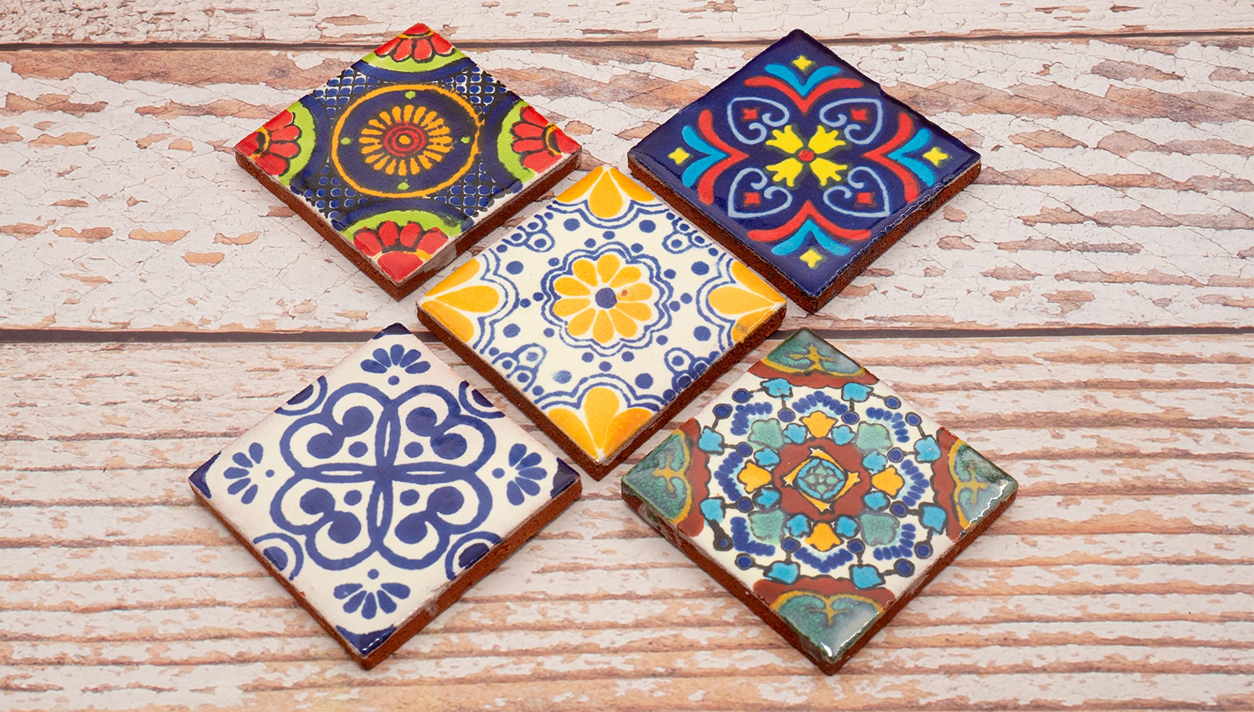 50 Pcs Talavera Mexican Hand Painted Tile Folk Art Tile C350