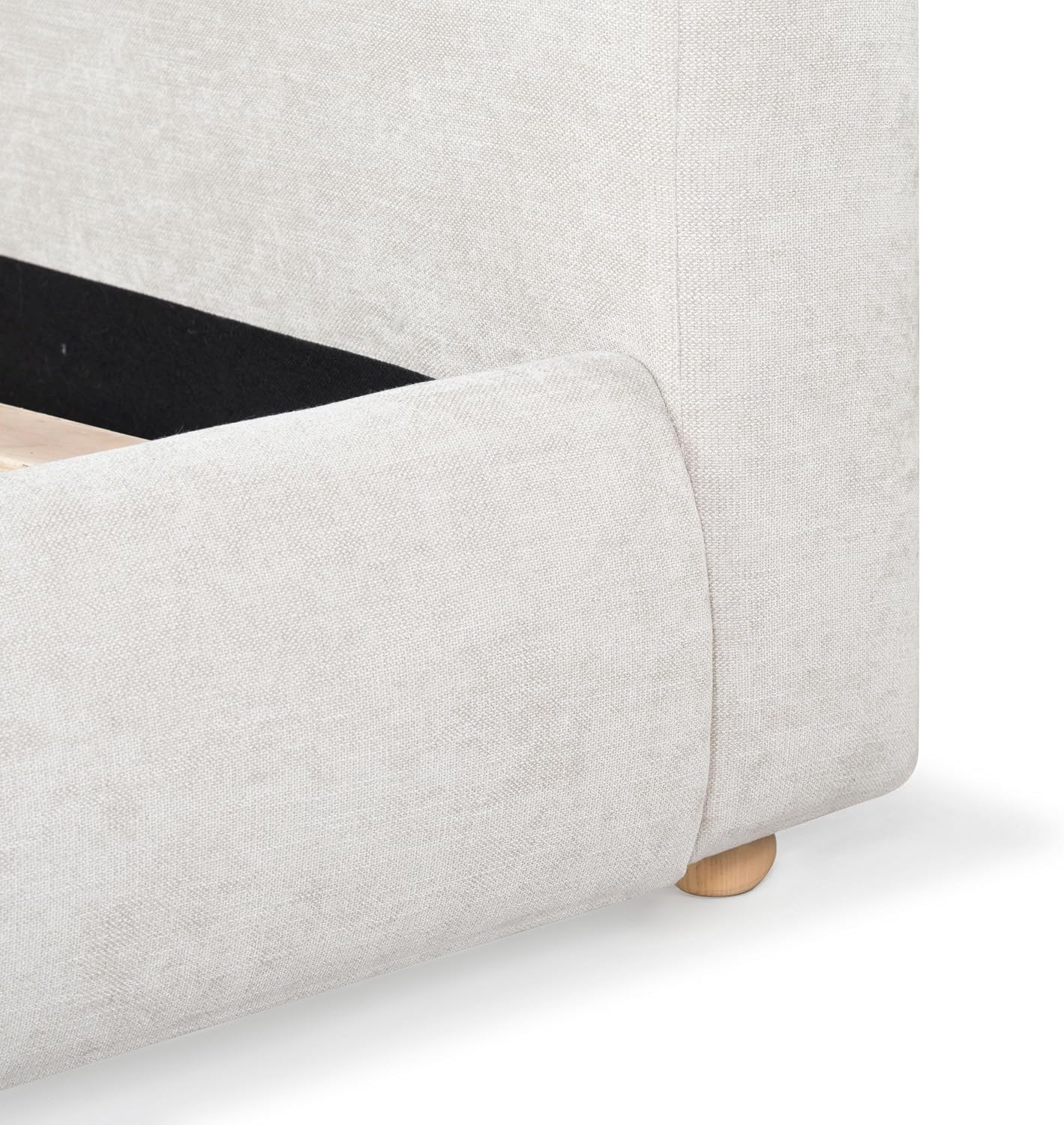 SAFAVIEH Couture Collection - Beccarose Beige Chenille Upholstered Bed, Low Profile Queen Bed, Modern Curved Headboard Design, No Box Spring Needed (SFV4811E-Q)