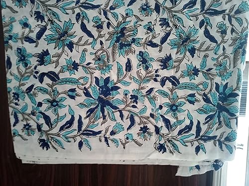 Miniatura 3 de Hand Block Printed Indian Soft Cotton Fabric by The Yard Printed Fabric for Kurti DressCushion Cover Material 25 Yards