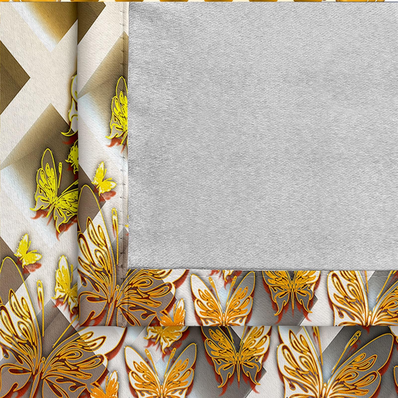 Rideaux Beige Rideau Lot de 2, Rideau Jour Nuit Décoration Florale de Style Chinois 137x214CM(WxH)
