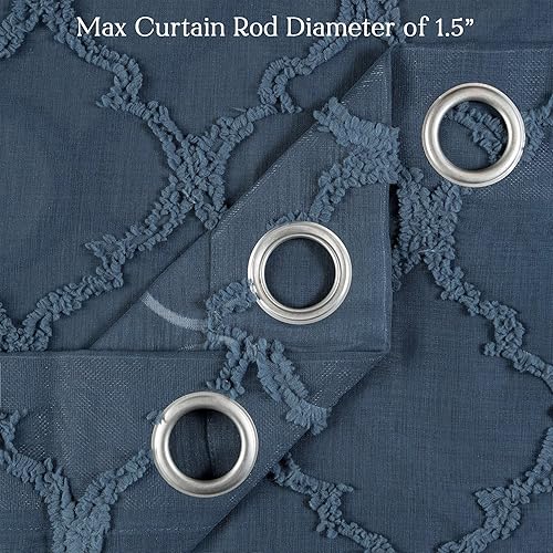 Miniatura 5 de Chanasya Paneles de cortina translúcidos bordados marroquíes con ojales, 2 paneles de alta calidad, para ventanas, sala de estar, dormitorio