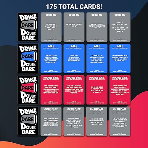 Miniatura 4 de Drink, Dare, Double Dare - Los mejores juegos de fiesta y familia para divertidas travesuras, desafíos atrevidos y doble diversión (beber, atrévete,