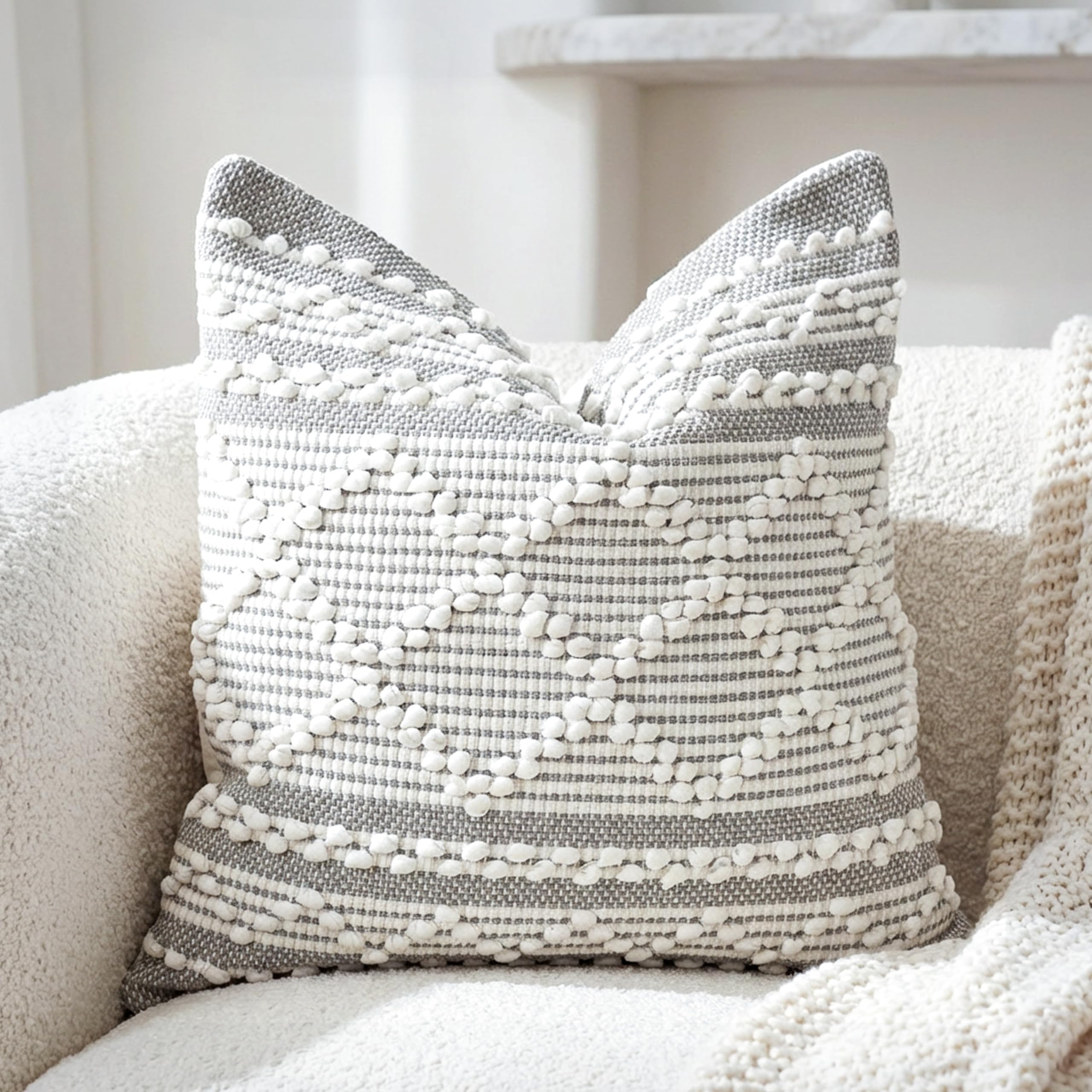 Housse de coussin de sofa blanche 55x55 cm pour une ambiance cosy