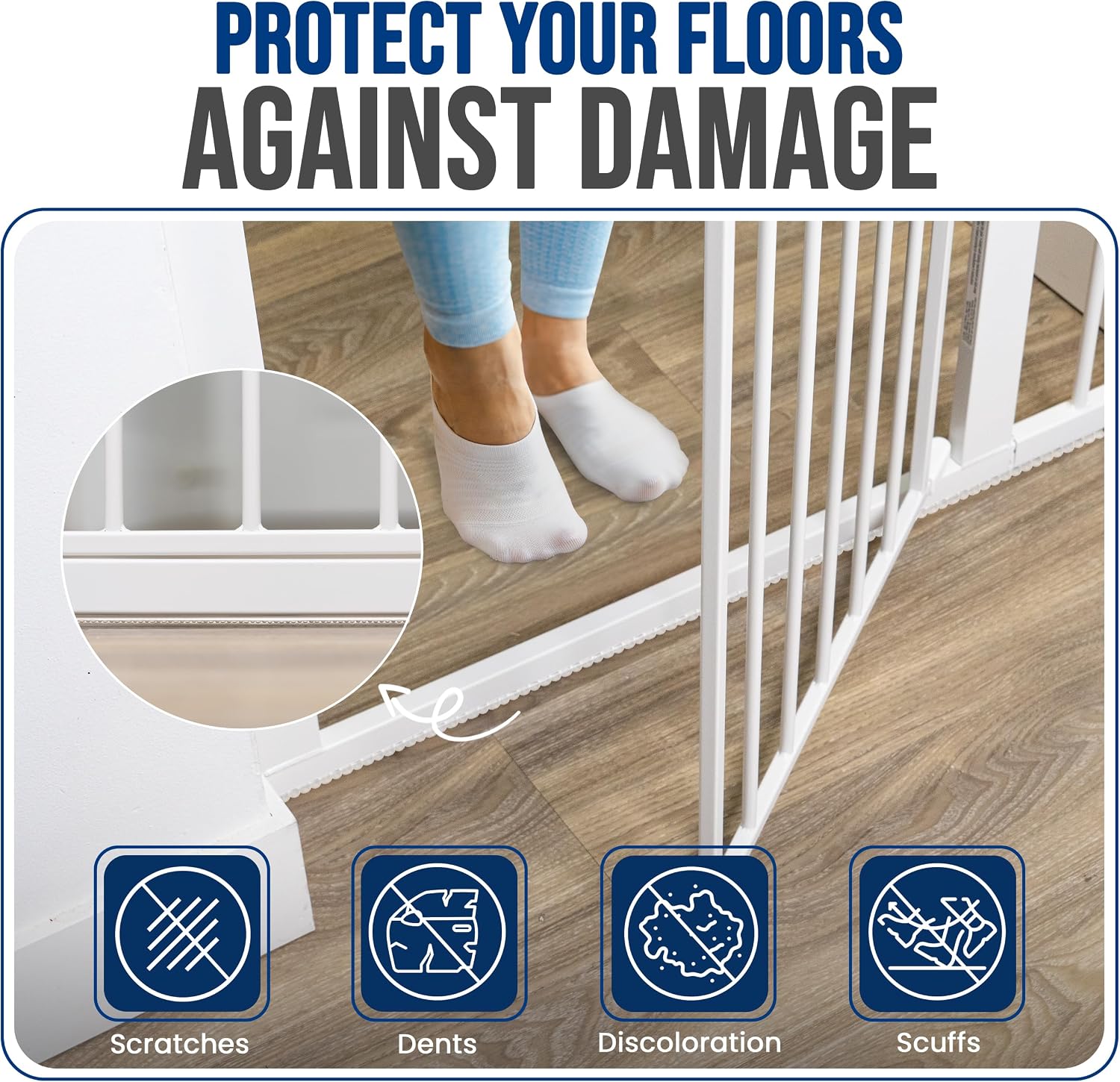 Safety Innovations Floor Saver - Premium Silicone Strip for Baby Gates - Floor Protection, Quick and Easy Installation, Floor Protector, Baby & Pet Safety, 23.75 Inches. Long, Clear
