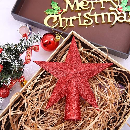 Vista 60 de Aneco - Estrella con brillantina para decorar el arbolito de navidad, decoración para la parte de arriba del arbolito Dorado