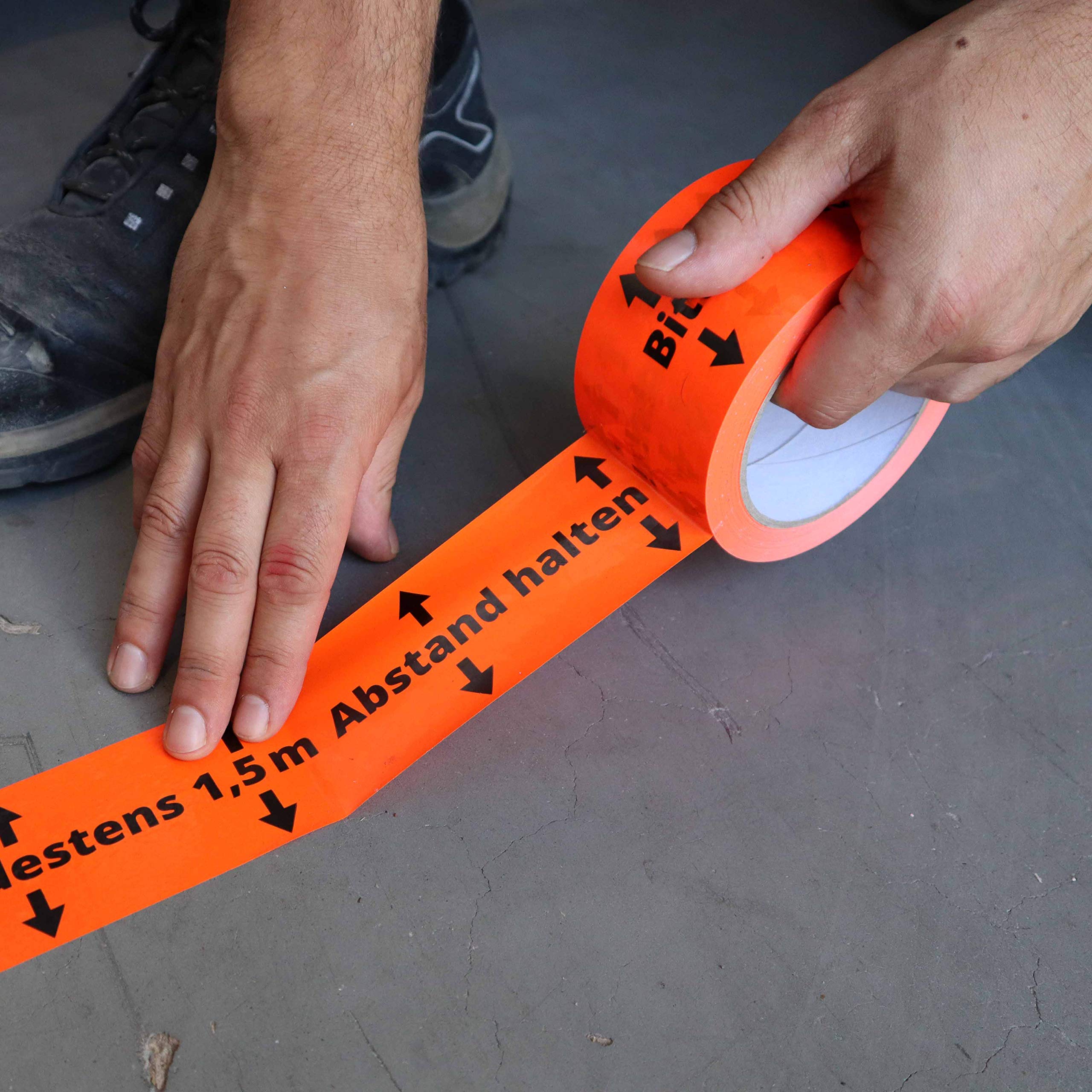 gws Lot de 6 rouleaux de ruban adhésif de signalisation de 1,5 m - En PVC orange - Qualité professionnelle - 60 mm x 66 m